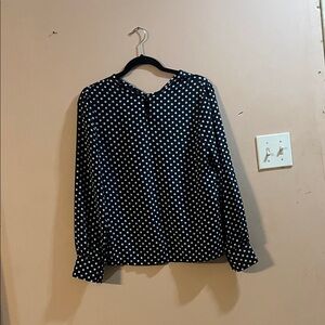 Navy and White Polka Dot Women's Top